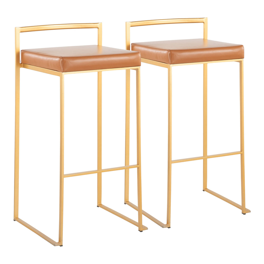 English Elm Contemporary Stackable Steel Counter Stools Padded Fabric Seats for Kitchen Islands Set of 2 B202P222159