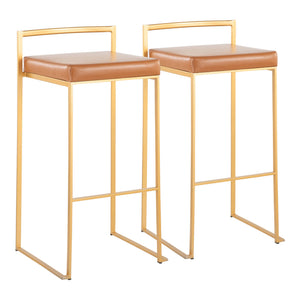 English Elm Contemporary Stackable Steel Counter Stools Padded Fabric Seats for Kitchen Islands Set of 2 B202P222159
