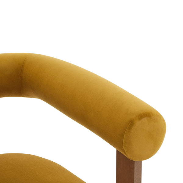 English Elm Christopher Knight Home® - Modern Upholstered Round Arm Accent Chair with Velvet Finish, Elegant Curved Back and Three Legs Design Mustard yellow 30.5 L x 29 W x 14.5 H N776P216194T