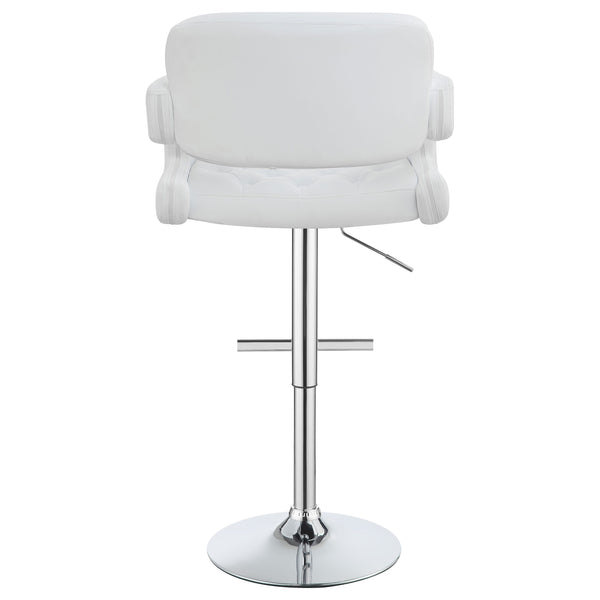 English Elm Brandi Upholstered White Adjustable Bar Stool with Chrome Pedestal, Plush Leatherette Comfort, Height-Adjustable Elegance B062P344930
