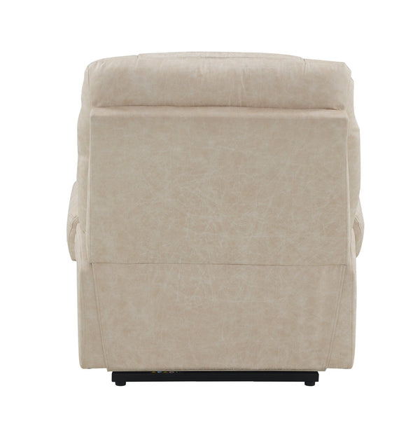 English Elm Light Power Lift Recliner with Heating & Massage in Light Grey — Leather Aire, Power Recline, Lift Assist Comfort B062P215446