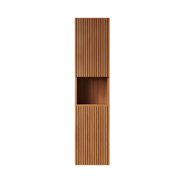 English Elm Mitch Tall Wall Mounted Bathroom Cabinet Oak Woodgrain Slim Storage with Shelves W2615S00520