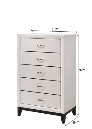 English Elm 1pc Modern 4-Drawer Tall Storage Chest in Mist Finish — Sleek Bedroom Organizer with Spacious Drawers White 33.3 L x 18.6 W x 49 H B2741P406275