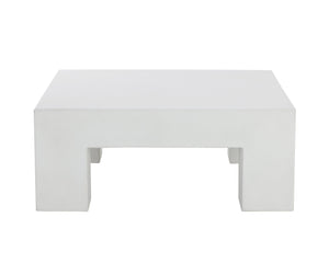 Sunpan Renley Coffee Table - Sturdy Concrete Design with Unique Texture for Modern Indoor & Outdoor Spaces White