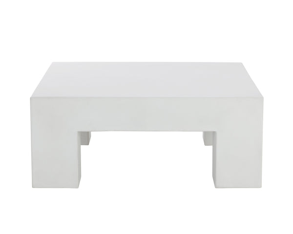 Sunpan Renley Coffee Table - Sturdy Concrete Design with Unique Texture for Modern Indoor & Outdoor Spaces White