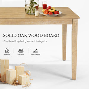English Elm Farmhouse Rubberwood Dining Table Seats Six with Veneer Top for Rustic Kitchens W2896P245742