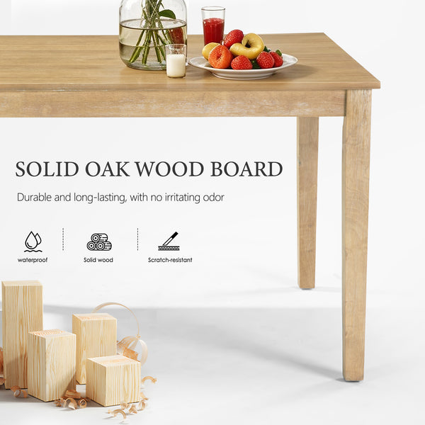 English Elm Farmhouse Rubberwood Dining Table Seats Six with Veneer Top for Rustic Kitchens W2896P245742