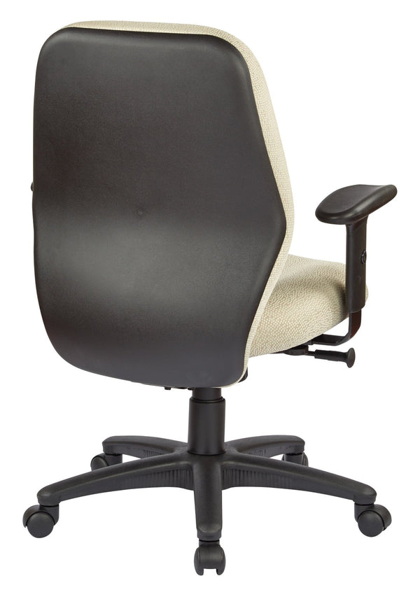 OSP Home Furnishings Mid Back Ergonomic Managers Chair with Synchro Tilt Lumbar Support and Padded Arms Cotton 3121-K008