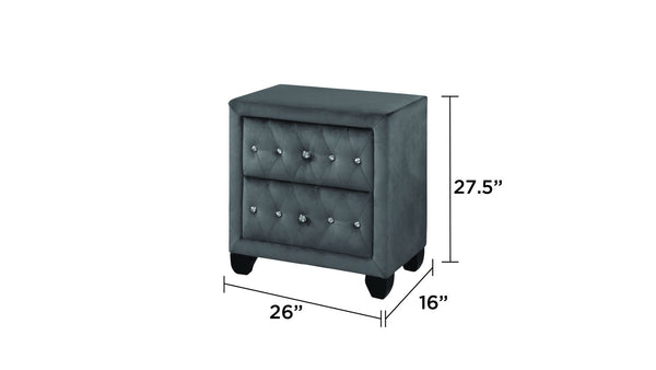 English Elm Encore Modern Upholstered Queen 4Pc Bedroom Vanity Set With Tufted Headboard & Stylish Storage Solutions B009S01729