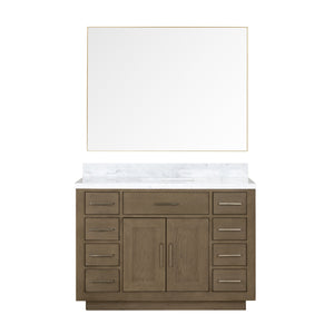 English Elm Grey Oak Single Bath Vanity Set With Carrara Marble Top & Frameless Mirror – Stylish Storage Solution B2731S01407
