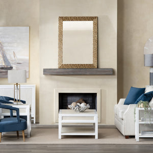 Crestview Collection Coastal Cocktail Table With Storage | Durable Mindi Wood & Woven Raffia | Chic Living Room Accent White Solid Wood Cvfdr1150