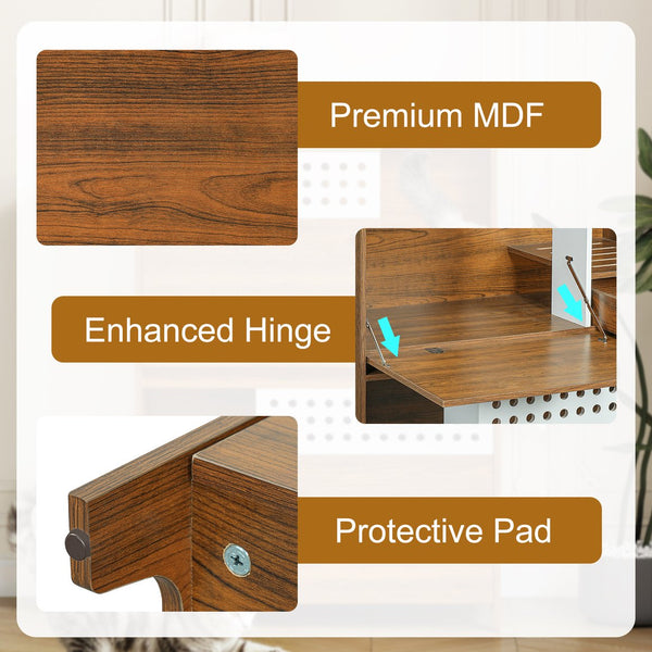 English Elm Modern Mdf Cat Litter Box Enclosure Side Table with Ventilated Storage Compartment Brown N752P394342D