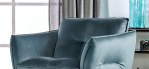 English Elm Teal Velvet Accent Chair with Biscuit Tufting, Chrome X Legs, High-Density Foam, Modern Luxe B2741S00592