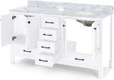 Christopher Knight Home® - Noble House - - 73'' Bathroom Vanity With Marble Top & Double Ceramic Sinks, 4 Doors, 6 Drawers, White