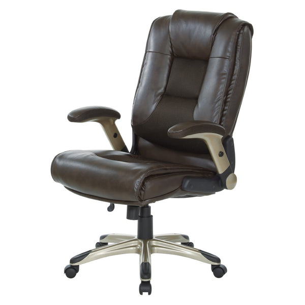 OSP Home Furnishings Exec Bonded Leather Office Chair with Lumbar Support and Ergonomic Padded Seating Espresso ECH52601-EC1