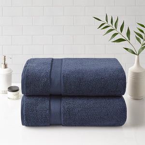 Madison Park Signature 800gsm Transitional 100% Cotton Bath Sheet Antimicrobial 2 Piece Set MPS73-460 Slate Blue