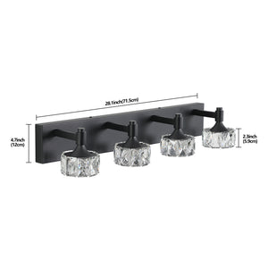 English Elm Modern Matte Black 4 Light Led Vanity Bar Crystal Shades Bathroom Wall Sconce W1340P206825