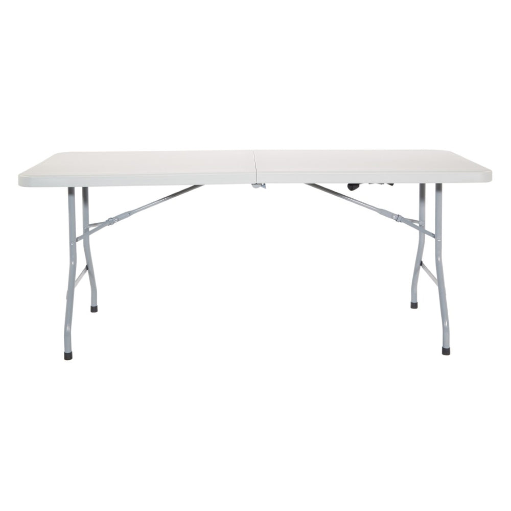 OSP Home Furnishings 6' Center Fold Resin Top Portable Table with Powder Coated Frame for Indoor Outdoor Use BT6FQ