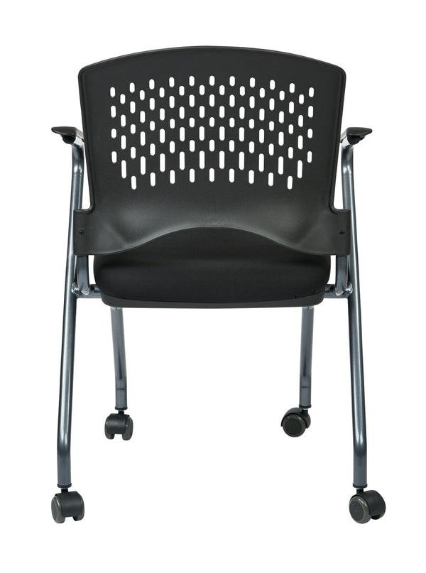 OSP Home Furnishings Soft-flex Frame Folding Visitor Chair with Ventilated Back for Office Reception Coal 84330-30