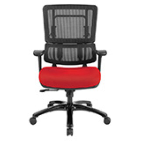 OSP Home Furnishings Vertical Mesh Back Ergonomic Manager Chair with Synchro Tilt and Polished Aluminum Base Red 99663B-9