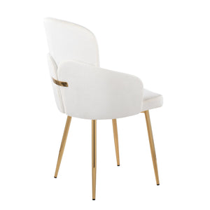 English Elm Dahlia Elegant Dining Chairs Set Of 2 In Cream Velvet & Gold Metal - Luxe Modern Accent Seating B202S01187