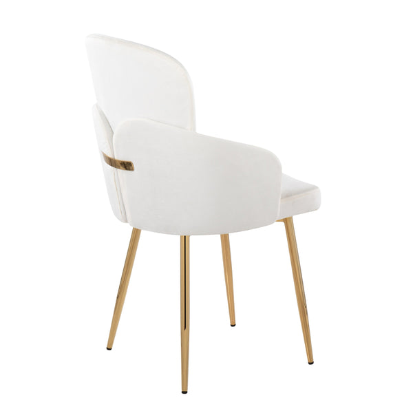 English Elm Dahlia Elegant Dining Chairs Set Of 2 In Cream Velvet & Gold Metal - Luxe Modern Accent Seating B202S01187