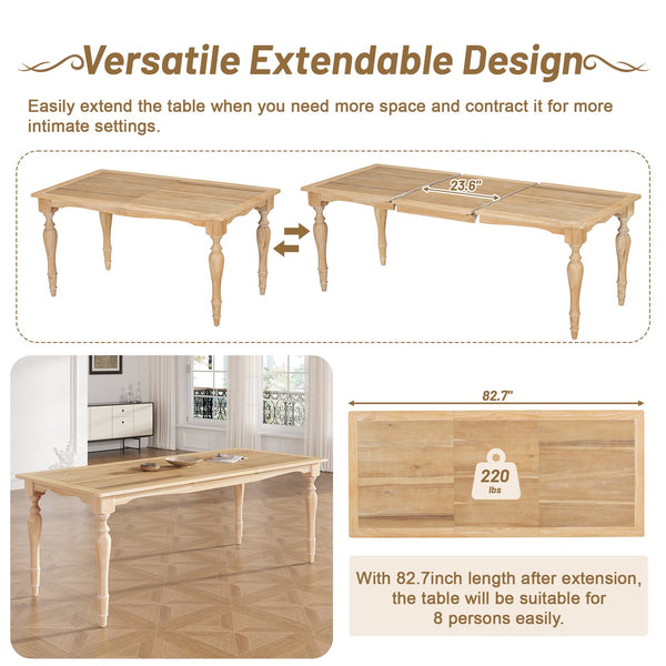 English Elm TOPMAX Vintage 9-Piece Extendable Dining Set with 23.6" Removable Leaf and 8 Upholstered Chairs SP000057AAA