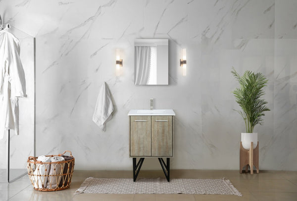 English Elm Rustic Acacia Bath Vanity With White Quartz Top & Soft-Close Doors, Includes 18" Mirror For Style B2731S01381-GIGA