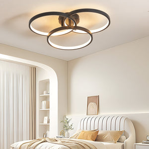 English Elm 20" Modern Black LED Ceiling Light — 3-Ring Flush Mount, Energy-Saving, Sleek Durable Design for Living Room W1340P253585