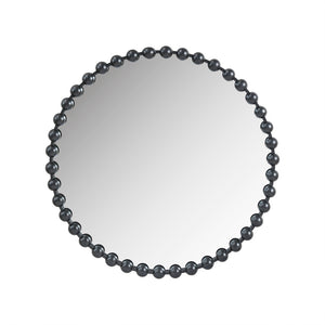 Madison Park Signature Marlowe Modern/Contemporary 36" Large Decorative Round Wall Mirror with Beaded Metal Frame MPS95F-0037 Black