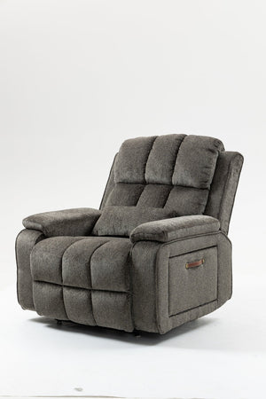 English Elm Oversized Power Lift Recliner Chair with Massage Heating and Usb Charging for Living Room Dark Grey W547S00073