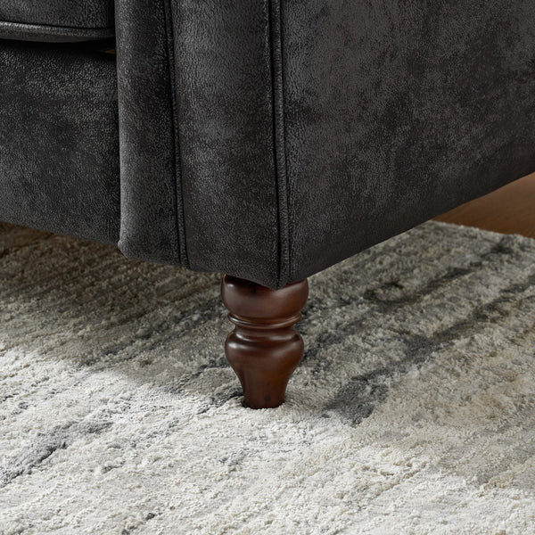 English Elm 3+3 Seater Sofa Set - Elegant Chesterfield Tech Fabric Couch With High-Density Foam For Comfort W3373S00007