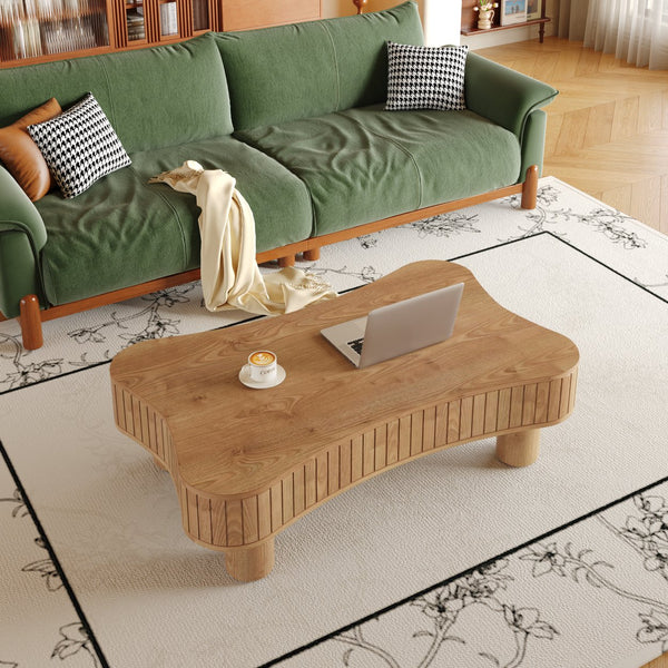 English Elm Lift Top Coffee Table with Fluted Panels Hidden Storage and Hydraulic Rise for Living Rooms W1445P317476