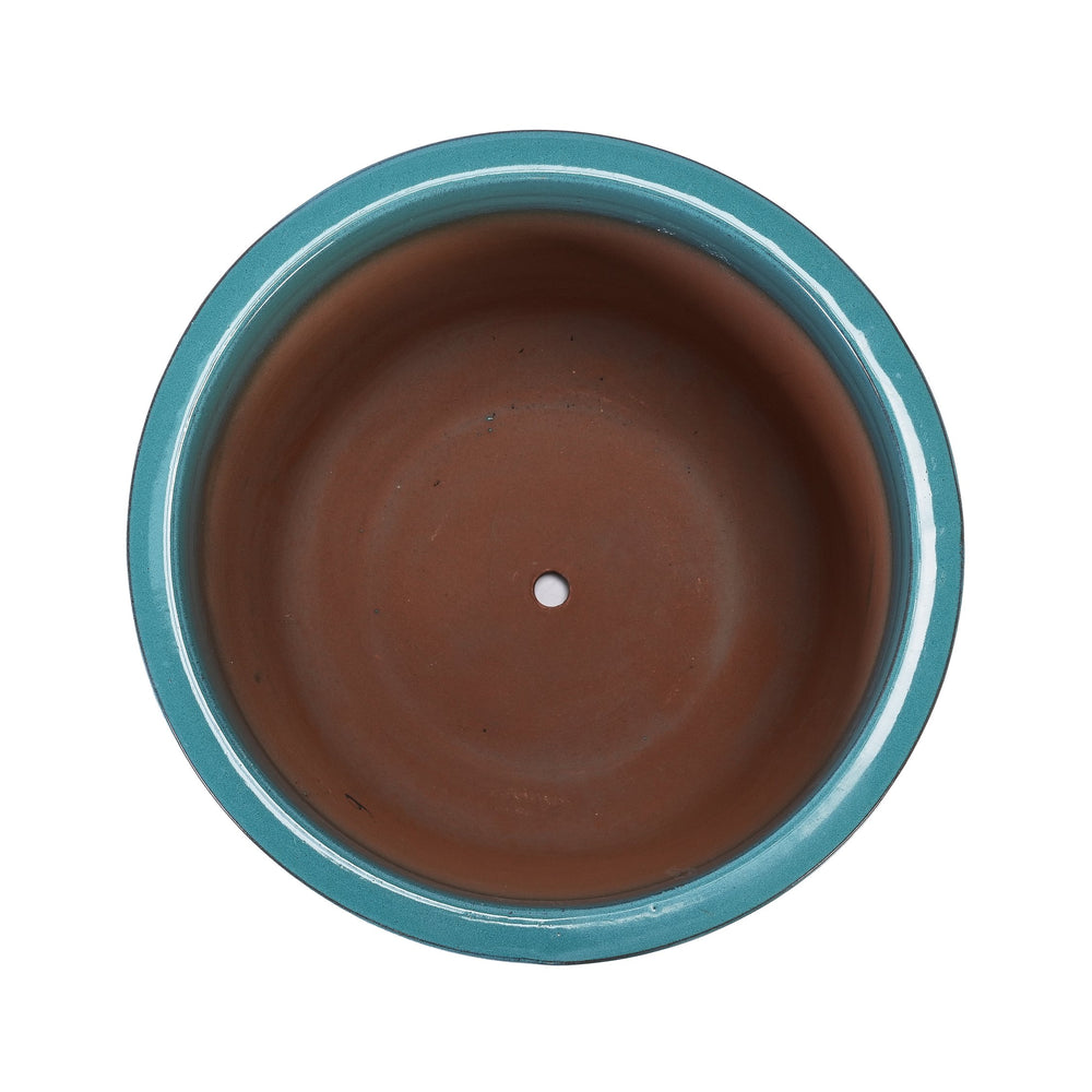 English Elm Ceramic Handcrafted Cyan Planter - Stylish Modern Flowerpot For Garden, Patio, Or Windowsill Decor W3273P326368