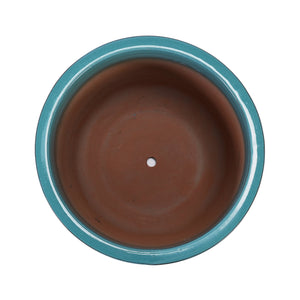 English Elm Ceramic Handcrafted Cyan Planter - Stylish Modern Flowerpot For Garden, Patio, Or Windowsill Decor W3273P326368