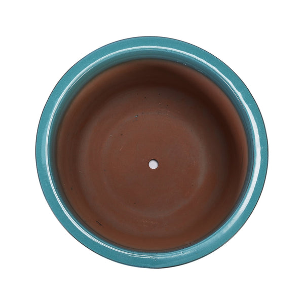 English Elm Ceramic Handcrafted Cyan Planter - Stylish Modern Flowerpot For Garden, Patio, Or Windowsill Decor W3273P326368