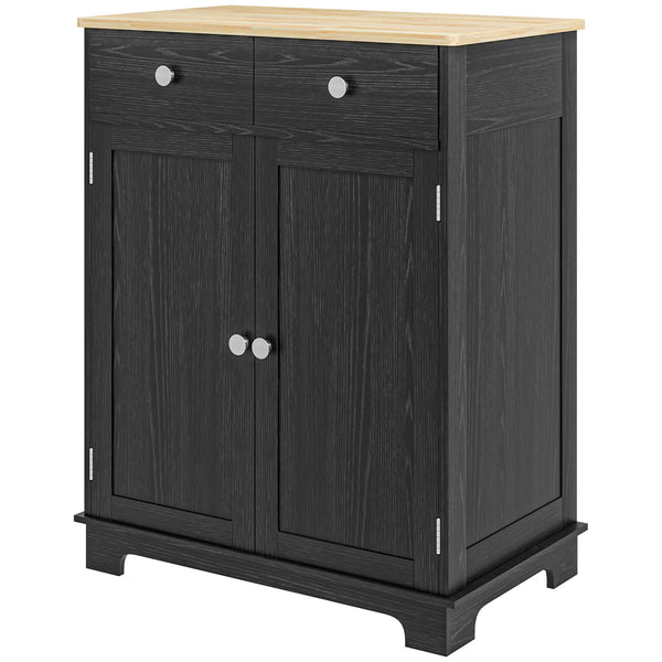 English Elm Homcom Rustic Brown Sideboard Rubberwood Top Buffet with Drawers Adjustable Shelf W2225P229274