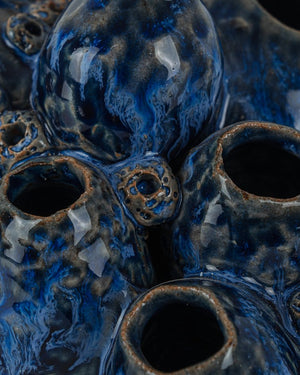 Currey & Company Sulawasi Blue Shells - Unique Dark Clay Barnacle Sculpture With Ocean-inspired Deep Blue Glaze Blue Ceramic 1200-1046-currey-company