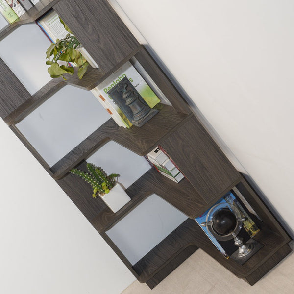 English Elm 90cm Five Tier L Shaped Corner Bookcase Open Wood Shelving for Home Office or Living Room W2899P444159
