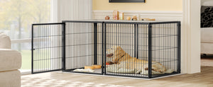 English Elm Large Iron Wire Dog Kennel with Top Cover Modular Indoor Pet Enclosure Matte Black W1820P456878