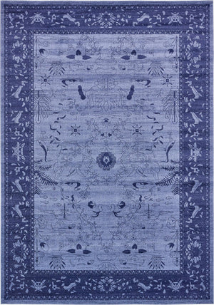 Unique Loom La Jolla Floral Machine Made Floral Rug Blue, Navy Blue 9' 10" x 14' 1"