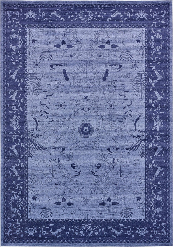 Unique Loom La Jolla Floral Machine Made Floral Rug Blue, Navy Blue 9' 10" x 14' 1"