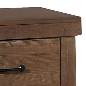 English Elm Antique Rustic Oak Nightstand with Felt-Lined Top Drawer, 2 Spacious Drawers, Farmhouse Charm Storage B062P186506
