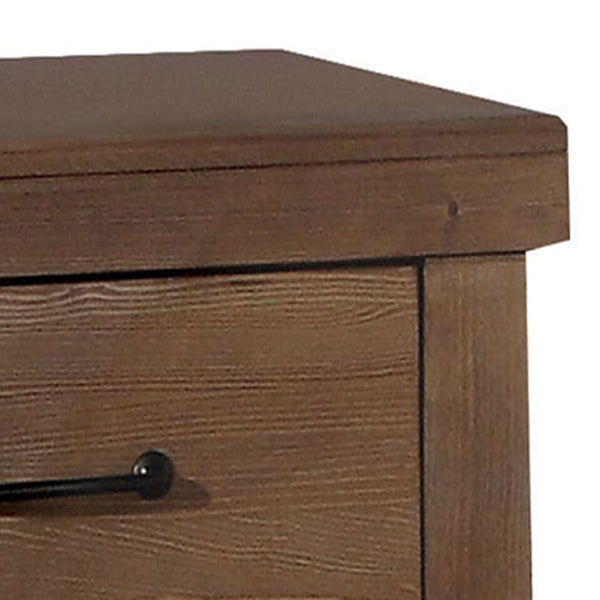 English Elm Antique Rustic Oak Nightstand with Felt-Lined Top Drawer, 2 Spacious Drawers, Farmhouse Charm Storage B062P186506