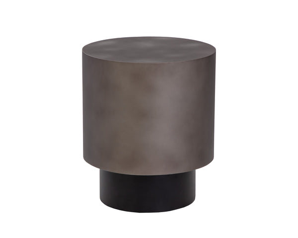 Sunpan Bernaby End Table - Elegant Round Design with Hand-Painted Finish, Perfect for Contemporary Spaces Gunmetal