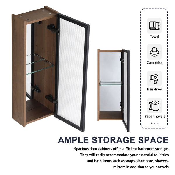 English Elm 30'' Wall Mounted Mirror Cabinet Black Aluminum Acrylic Door Floating Bathroom Storage W999S00538