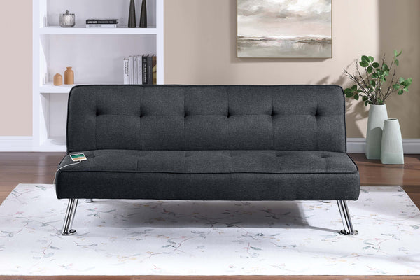 English Elm Black Adjustable Sofa With Usb Port - Modern Tufted Upholstered Couch For Living Room & Guest Use B011P381495