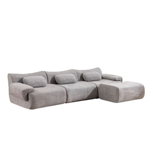English Elm Modular Chenille Deep Seat Sectional Sofa with Bamboo Frame for Living Room Lounge Grey W1829S00072