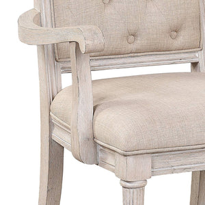 English Elm Wynsor High Back Tufted Arm Chairs Set of Two Rubberwood Antique White Dining B2726P457134