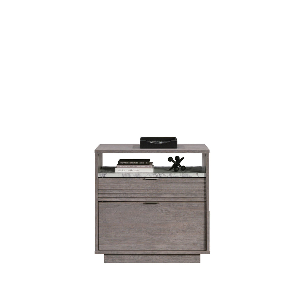 English Elm Lateral File - Stylish Medium Grey Lateral File With Faux Marble Accent For Home Office Organization B356P354473